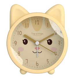 Children Cute Animal Dog/Cat Alarm Clock Silent Non-Ticking Quartz Desk Bedside Alarm Clock for Kids