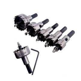 5 Piece Hole Saw Carbide Drill Bit 16-30 mm HSS Steel Drill Hole Saw Set Titanium Coated Hole Opener Pilot Drill for Stainless Steel, Iron, Alloy, Wood, Plastic