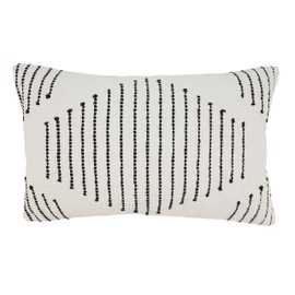 SARO LIFESTYLE Diamond Delight Woven Poly Filled Throw Pillow, Black/White, 14"x23"