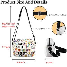 POFULL Broadway Acting Gift Musical Theatre Lover Gift Eat Sleep Musicals Repeat Crossbody Bag (SLEEP MUSICALS HCross)