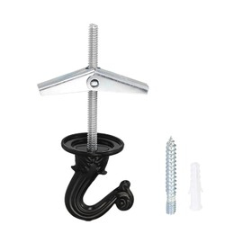 YOKIVE 4 Set Ceiling Hook Kit, Heavy Swag Hanging Hook with Mounting Screw Hanging Plants, Great for Office, Home, Daily Use (Black, 1.5x1.3-Inch)