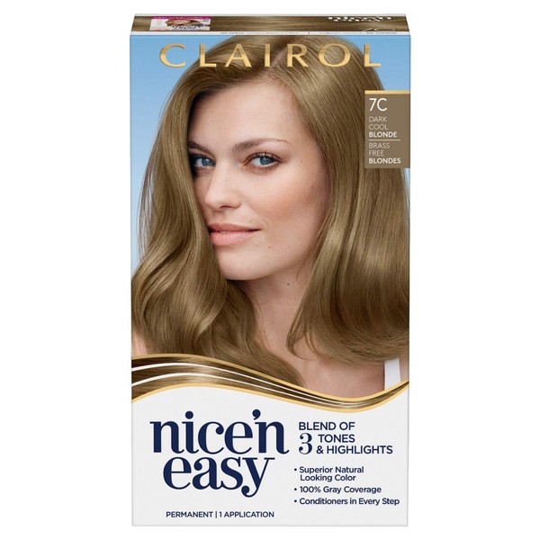 Clairol Nice'n Easy Permanent Hair Color, 7C Dark Cool Blonde, Pack of 1