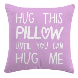 Sufamb Hug This Pillow Until You Can Hug Me Throw Pillow Covers Decor, 24'' x 24'' Pillow case, Boyfriend Girlfriend Birthday Gifts，Long Distance Relationships Gifts， Valentine's Day Gifts(Purple)