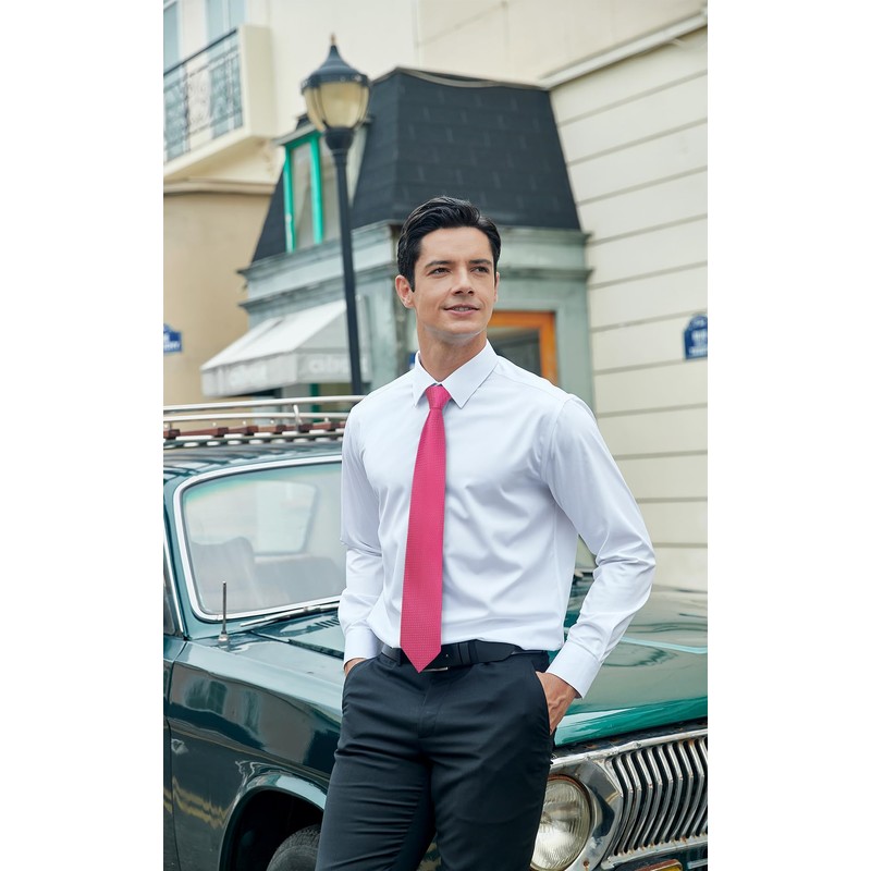 HISDERN Men's Wedding Ties and Pocket Square Solid Tie Cufflinks