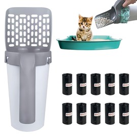 Cococheers Cat Litter Scooper with Stand,Cat Litter Scooper With 215 Garbage Collection Bags,Large Capacity Portable Litter Scoop,Litter Scoop Holder for Traveling Bedrooms and Living Rooms