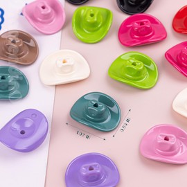 Framendino, 48 Pack Acrylic Cowboy Hat Beads Mini Western Hats Bead Charms Pendants for Crafts Jewelry Making
