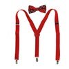 CTM® Men's Plaid Print Bow Tie with Solid Suspender Set,
