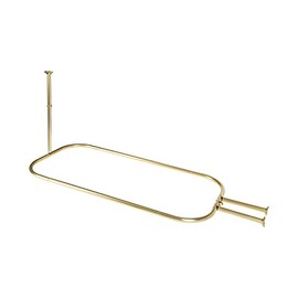 Utopia Alley Rustproof Aluminum Hoop Shower Rod with Ceiling Support for Clawfoot Tub, 54 Inch Extra Large Size by 26 Inch, Gold