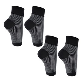 IWOWHERO 2pairs Ankle Support Socks Compression for Plantar Fasciitis Women Men Toeless Socks for