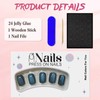 Viugex 30Pcs French False Nails Short Square, Blue Crystal Press
