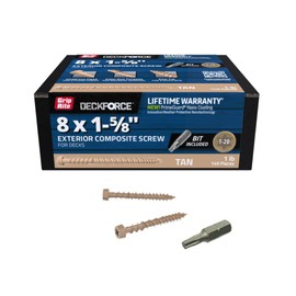 Grip-Rite GRDFCS158GCD1 DeckForce #8 x 1-5/8" Nano Coated Composite Deck Screws, Tan, 1lb Box