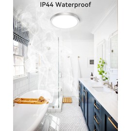 zemty Silver Flush Mount Ceiling Light - Super Thin 12In 28W 3200lm Brushed Nickel LED Ceiling Light with 3 Color Temperature 3000K/4500K/6000K - Low Profile Light Fixture for Kitchen Bathroom,2Pack