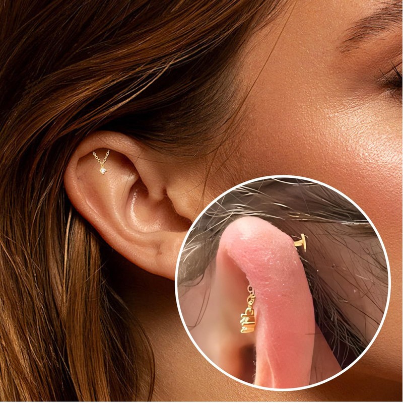 Hidden Helix Earrings for Women Dangle Helix Jewelry Rhinestone Chain