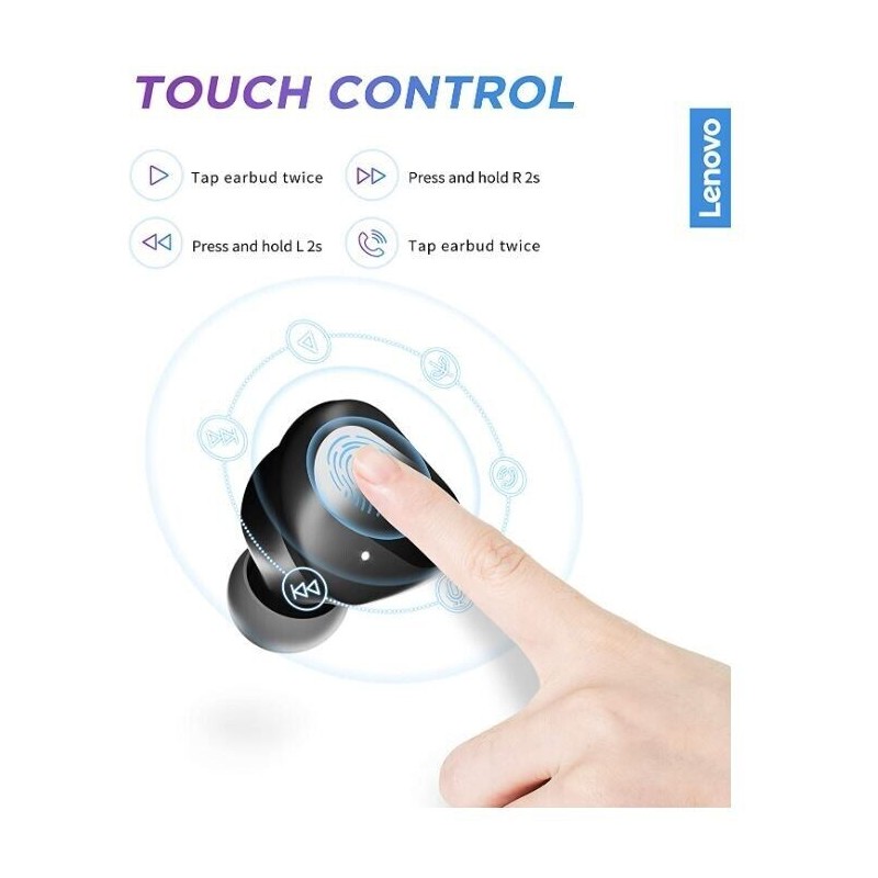 Lenovo True Wireless Earbuds Bluetooth 5.0 IPX5 Waterproof - NEW