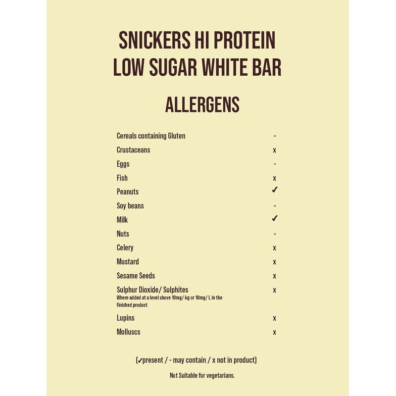 Snickers Snickers Bars - Low Sugar High Protein Bars- White