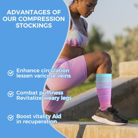 3 Pack Open Toe Compression Socks for Men & Women - 15-20 mmhg Knee High Stockings for Circulation Support