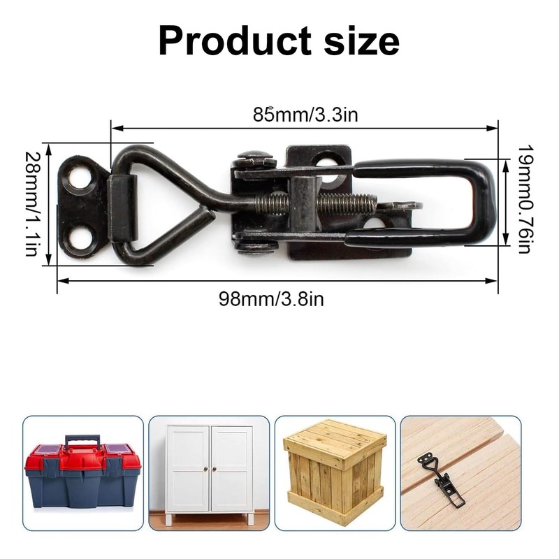 2-Pack Stainless Steel Toggle Clamps - Durable Black Toggle Latch