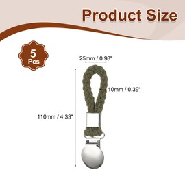 PATIKIL 5 Pcs Hanging Tea Towel Clips, 1" Width Braided Cotton Loop Towel Clip with Silver Metal Clamp for Kitchen Bathroom RVs Camping Hanging Organize Tool, Green