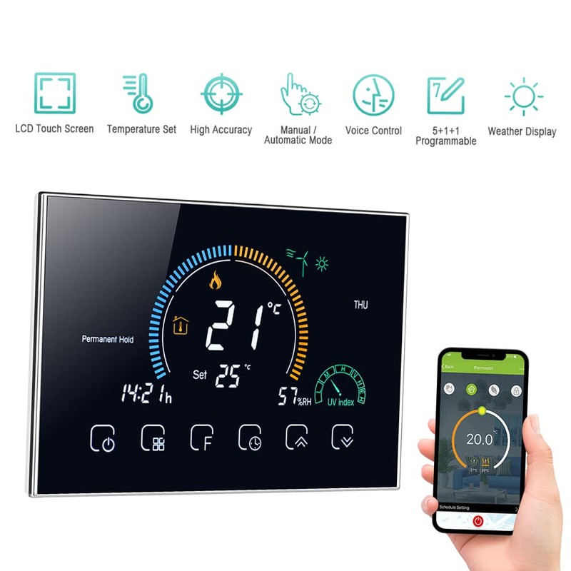 Matybobe Thermostat Underfloor Heating, Thermostat Heating Programmable Touchscreen LCD for