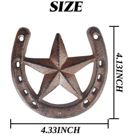 RONYOUNG Cast Iron Horseshoe with Star Wall Decor, Medium Horseshoe Durable Cast Iron for Indoor Or Outdoor