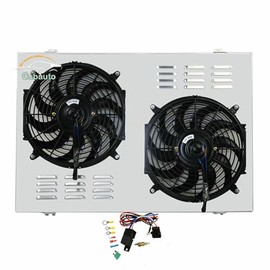 Cubauto Aluminum Radiator Shroud+Fan+Relay Replacement for 1973-1987 Chevy C/K 10 20 30 Pickup Truck Electric Radiator Shroud Fan Kit