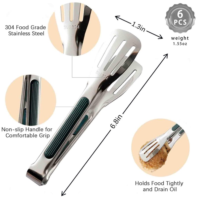 Serving Tongs 18/8 Stainless Steel 7Inch Metal Small Tongs for
