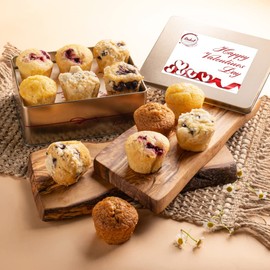 Dulcet Gift Baskets Valentine’s Day-Old Fashioned Muffins Assortment with Delectable Flavors- Blueberry, Cranberry, Corn, & Banana Nut Great Lovely Gift for Mom, Women, Sisters, Friends, and Girlfriend