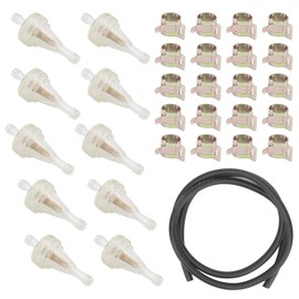 Kit de Filtro de de Gas en Línea para Motocicleta con Núcleo de Cobre + Línea de + 20 Abrazaderas para Moto de Nieve ATV UTV con Tubo de de 1/4 In (6,3 Mm)