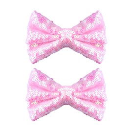 Light Pink Sequin Hair Bow for Women Girls Bowknot Bow Hair Accessories