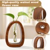 Solid Wood Frame Glass Test Tube Vase Desk Hydroponic Plant