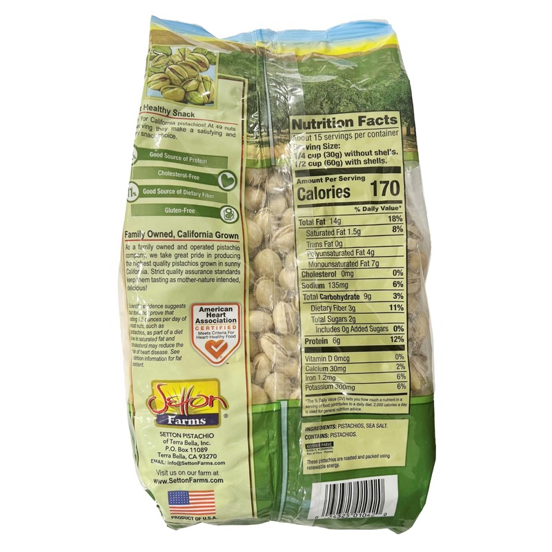 Setton Farms Roasted and Salted Premium California Pistachios 2lb Bag