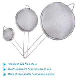 Wellehomi Fine Wire Mesh Kitchen Sieve Set 7,12,18cm with Rim - Upgraded Verison Stainless Steel Food Strainer & Sieve, Ideal for Straining Quinoa Juice Tea Jams Flour Sugar
