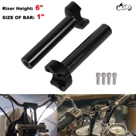 Unbranded 6" Straight Handlebar Risers For Harley 1" Bar Sportster Dyna Road King Softail