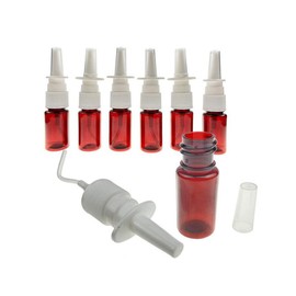 ericotry 12PCS 20ml Refillable Amber Plastic Fine Mist Nasal Spray Bottles Sprayer Jar Pot Container for Perfumes Essential Oils Colloidal Silver Saline
