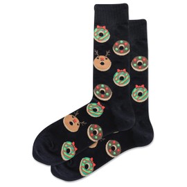 Hot Sox Women's Christmas Donut Crew Sock 1 Pair, Black, Women's 9-11