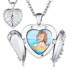 EIH1 Photo Picture Necklace Open Locket Necklace Stainless Steel Flower Pattern Pendant Amulet for Mother Girlfriends Girls Birthday Gift Souvenir, yellow