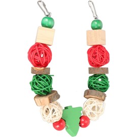 Luhaomisky 1Pc Multicolor Bird Chew Toys,Parrots Chewing Toy Colorful Teeth Grinding Rattan Ball Wooden Christmas Parrot Chewing Foraging Toys for Hamster Rabbit Easy to Install,Pet Supplies