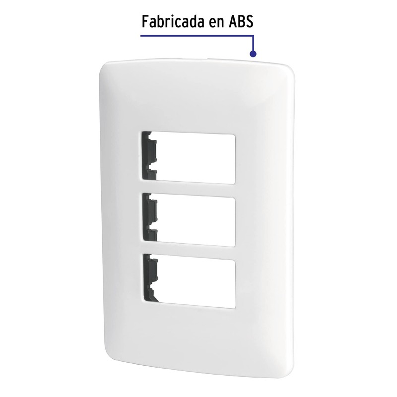 Volteck PPTR-IB, PLACA DE ABS CON CHASIS, 3 MÓDULOS, BLANCO,