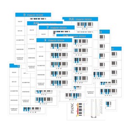 14 Pcs Piano Chord Chart & Scale Poster Perfect for Beginners Learning Chords Scales and Music Theory Double Sided Reference Cards A4 Size by Homievar