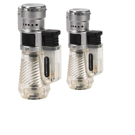Vertigo Parfums by Lotus Cyclone Triple Torch Cigar Lighter Clear 2 Pack