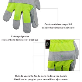 KIM YUAN Leder-Arbeitshandschuhe, perfekt für LKW-Fahrten/Hofarbeit/Gartenarbeit/Bau/Lager/Motorrad/schwere Arbeiten, für Männer und Frauen, Größen M/L/XL, grün