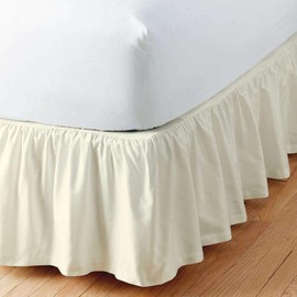 Ruffled Bed Skirt with Split Corners, Twin Size Bed Skirt 12 inch Drop, Ivory Ruffle Bed Skirt Twin, Microfiber Bedskirt, Ivory Solid