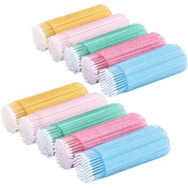 Tbestmax 1000 aplicadores de microcepillos de cristal desechables para extensiones de pestañas, micro varitas Spoolie 5 colores
