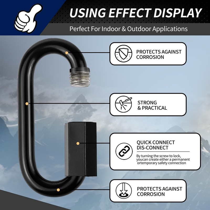 Stainless Steel Chain Quick Links- Locking Carabiners, Chain Hooks, Twist