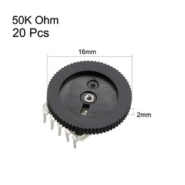 sourcing map B503 50K Ohm Dial Volume Wheel for Duplex Potentiometer 16 x 2 mm Pack of 20
