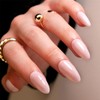 Pink Press on Nails,Almond Shape,Medium Long Solid Color Fake Nails