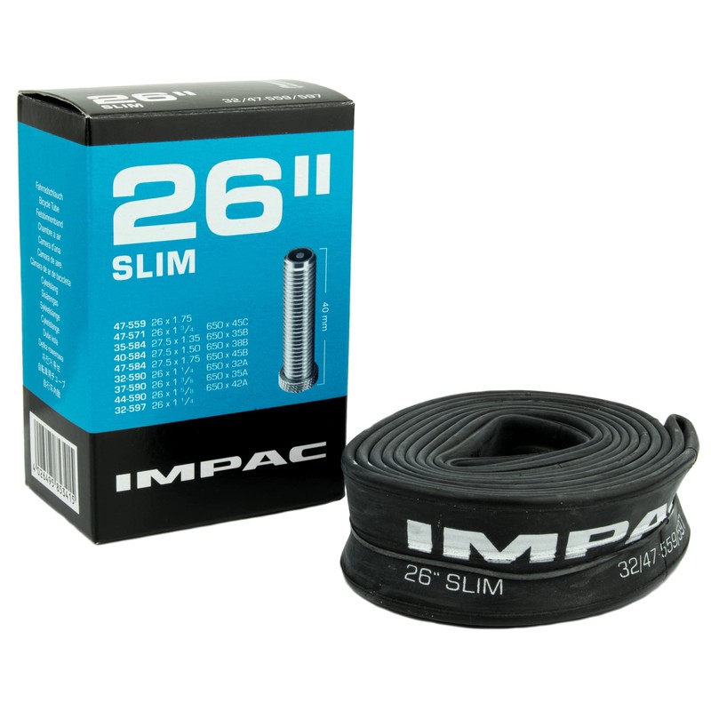 Impac Unisex's AV26 Inner Tube, Black, 26 x 1 1/4-1.75"