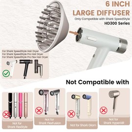 Difusor grande para secador Shark SpeedStyle, difusor mejorado más grande para Shark Speed Style Pro/Pro Flex, seca más rápido y define los rizos del cabello