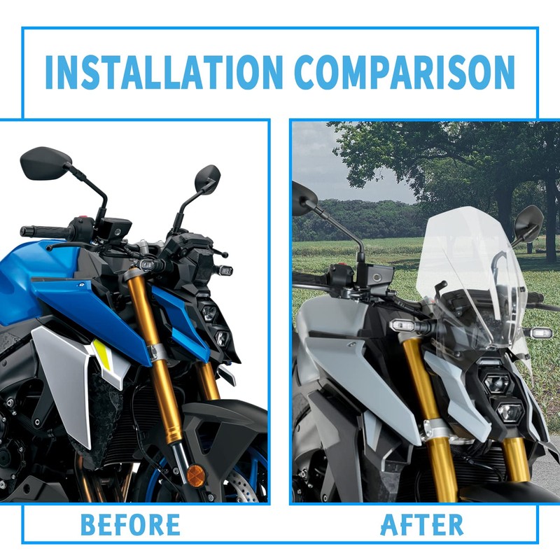 Motorcycle Windshield Deflector with Bracket Double Bubble Windscreen Fit for