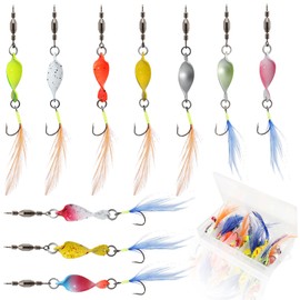 Sunsorld Spoons Trout Bait Pack of 10, Rubber Fish Fishing Accessories Bait Box Fishing, Fishing Steel Leader Fishing Hooks, Cheburashka Fly Fishing Lure, Spinner Fishing Lure Jig Heads